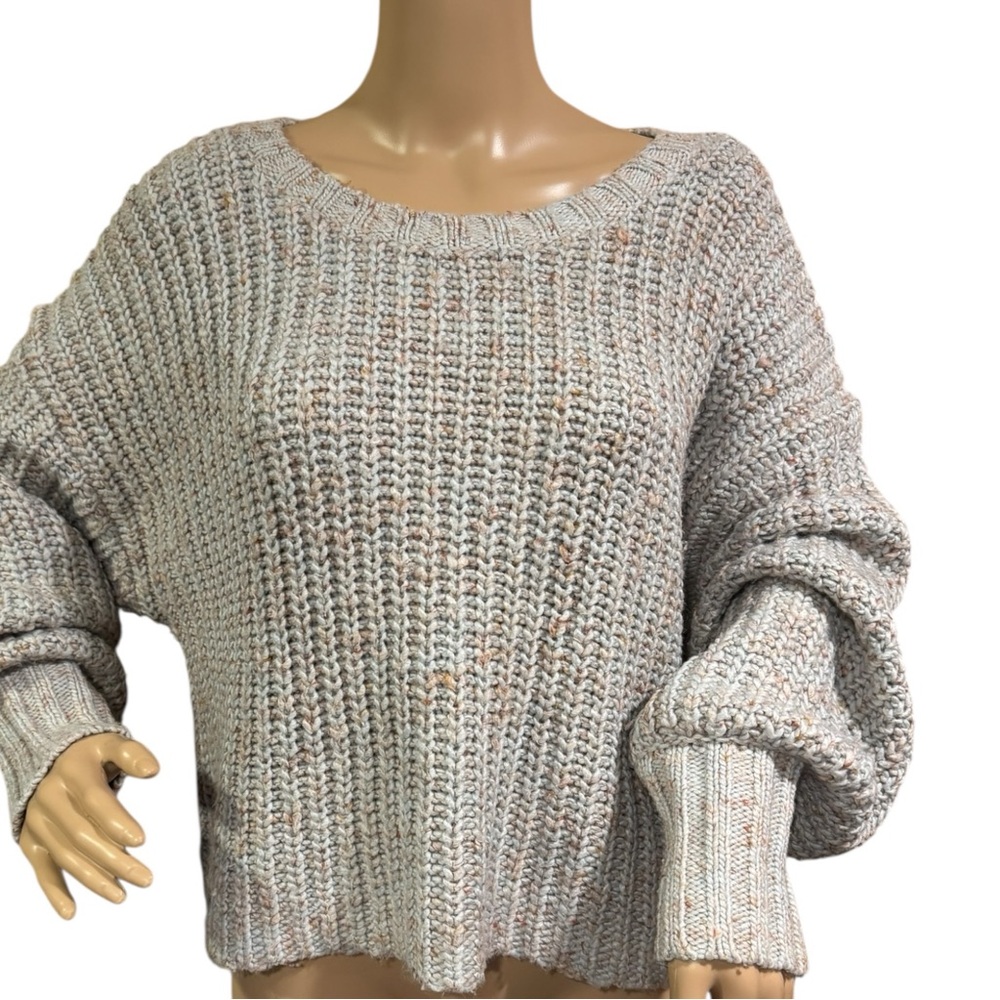 CINQ A SEPT Knit Sweater Size M Cierra Tie Back Wool Blend Glacier Blue Melange